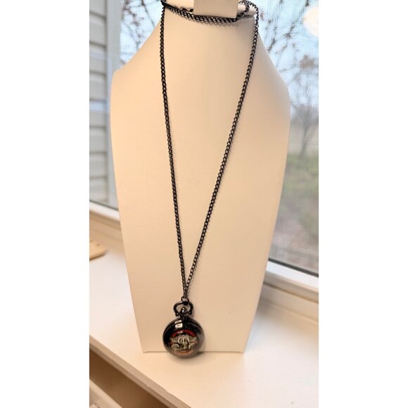 Route 66 Pocket Watch Quartz Movement With Chain Necklace Black Vintage Style - Picture 4 of 6